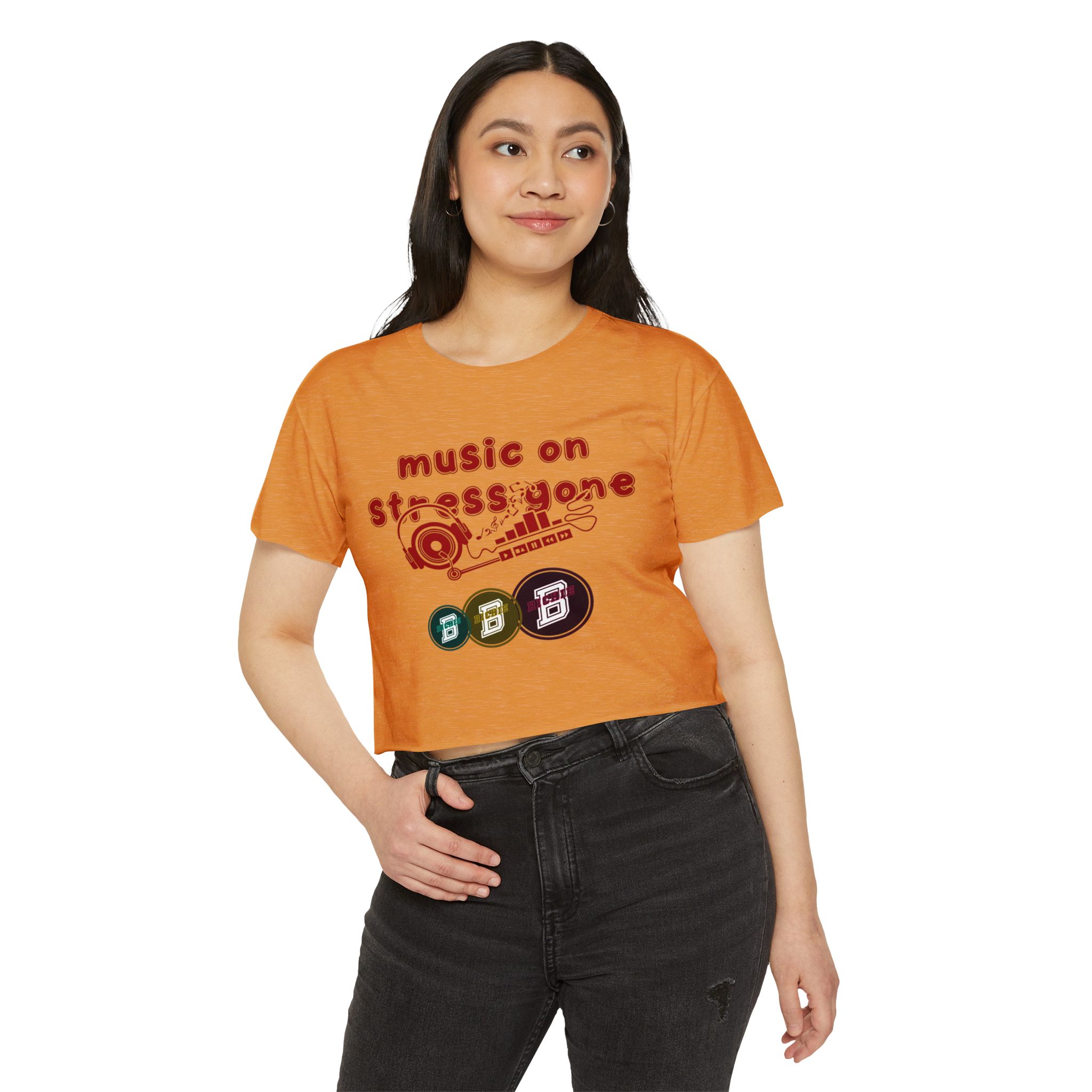 Music On Stress Gone Women's Festival Crop Top - On Blast